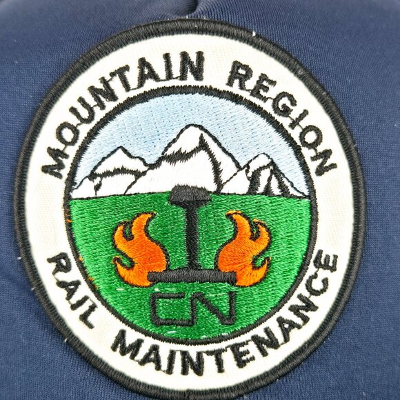 Vintage 80s CN Rail Trucker Hat Classic Cap Mountain Region Rail Maintenance CNR - Picture 11 of 12
